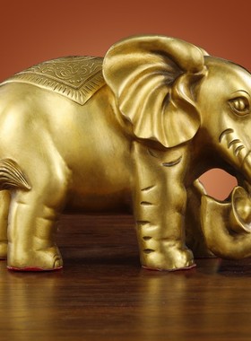 铜象摆件一对吸水大象摆s件客厅酒柜家居乔迁办公室店铺装饰工艺
