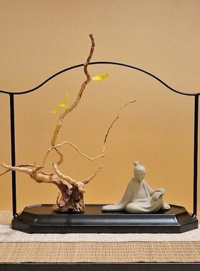 中式家居客栈茶舍书房金属工艺品艺术品摆饰品禅意摆件桌面装饰架