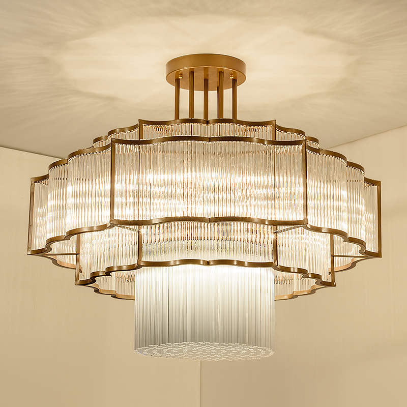 新中式圆形水晶h吊灯客厅灯大气灯具饭店餐厅酒楼大堂包厢包间吊