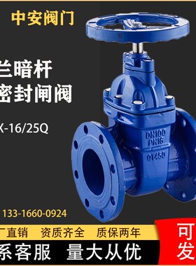 法兰闸阀软密封Z45X-16Q暗杆弹性座封消防自来水阀门污水25压100