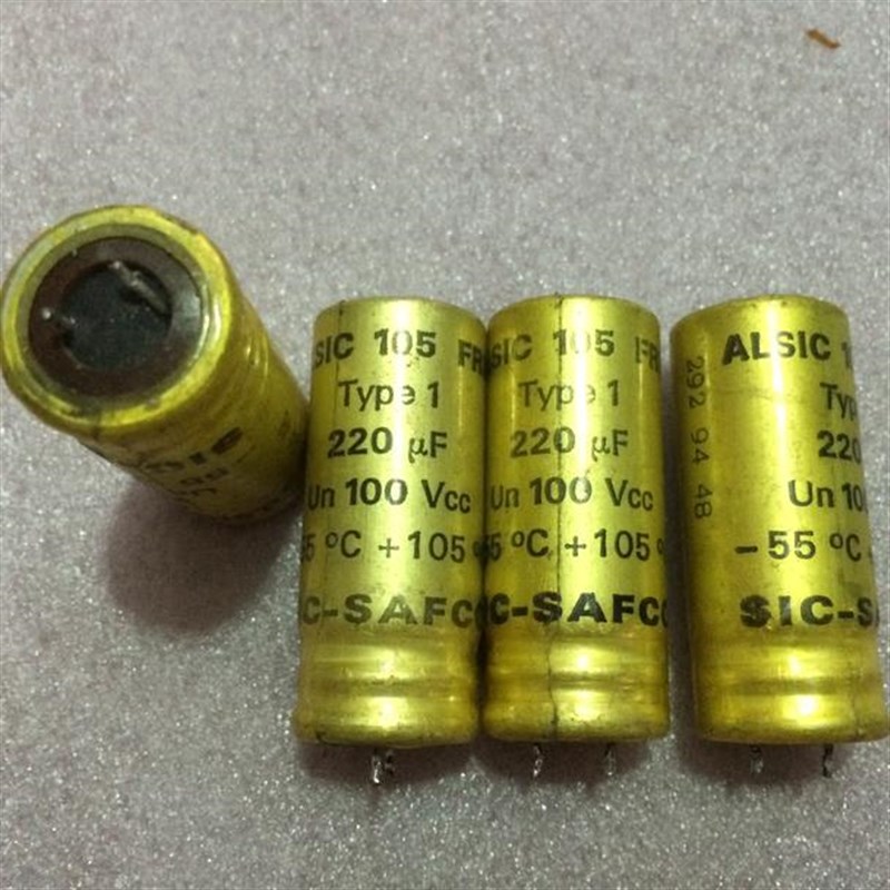 拆机法国 SIC-SAFCO 220UF100V 金装发烧直插阴极电解电容