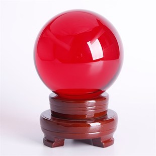 紫水晶球摆件现货crystal ball玻璃透明实心纯白色彩色光球配底座