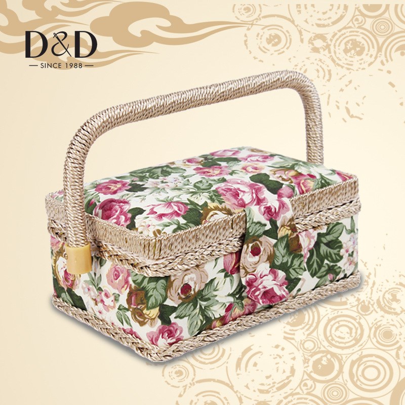 布艺家用欧式居家日用玫瑰色针线收纳工具箱针线篮子C款针线包