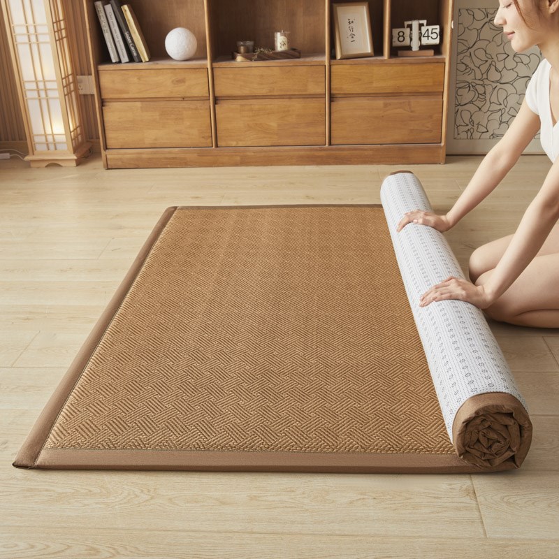 冬夏两用冰丝凉席地垫打地铺榻榻米床垫午睡垫家用卧室冰藤席软垫