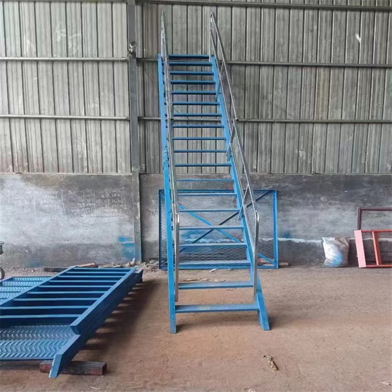 基坑爬梯双侧带扶手45度基坑梯路桥施工安全梯笼爬梯基坑上下楼梯