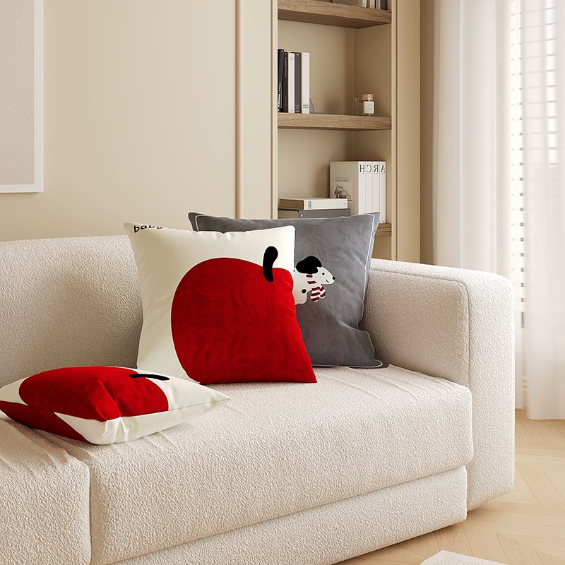 新年红色客厅沙发抱枕腰枕含芯卡通百搭卧室床头氛围感靠枕靠背垫