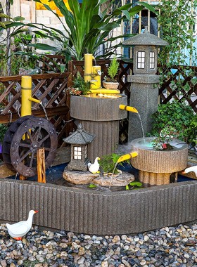 落地玄关假山流水喷泉鱼池室内阳台花园装饰庭院摆件入户循环水景