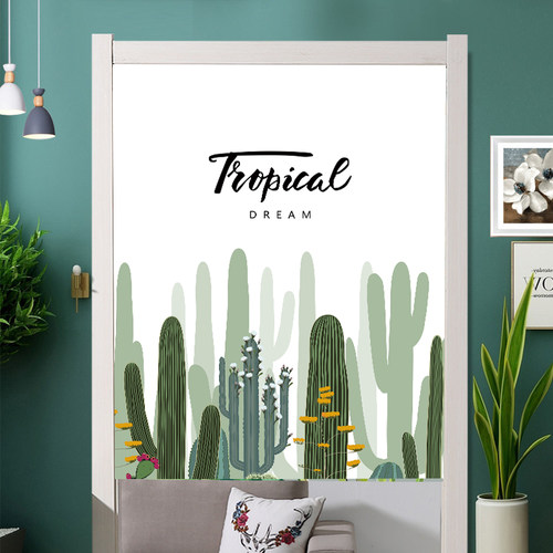 厨房防油烟隔断帘门帘家用卧室免打孔遮挡半帘布餐饮饭店后厨挂帘