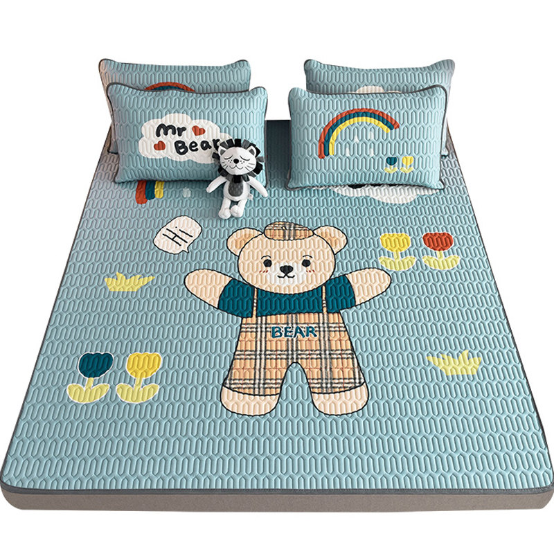 夏天冰丝乳胶床垫可水洗折叠薄款宿舍家用夏季凉席子三件套软垫子