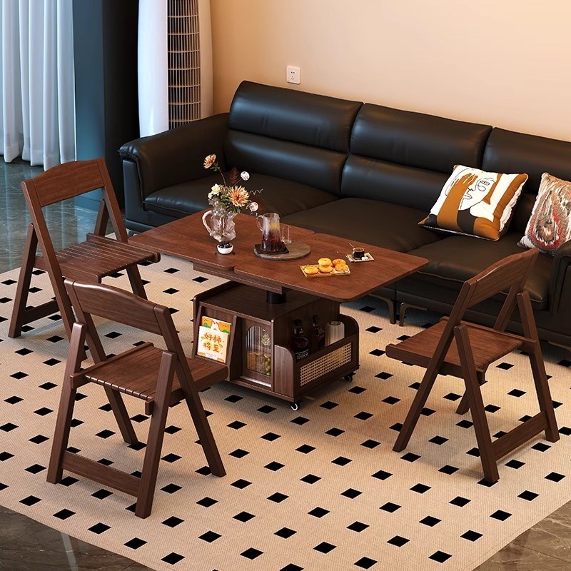 升降茶几折叠移动推车实木茶台茶桌小户型客厅多功能沙发餐桌两用