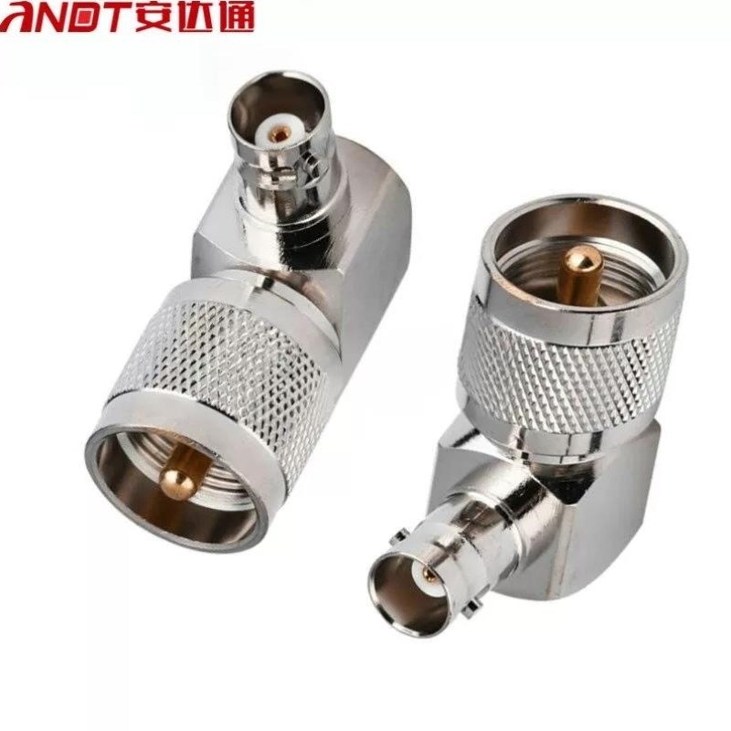 安达通射频同轴连接器UHF公转BNC母直角弯式适配器射频转接头转换