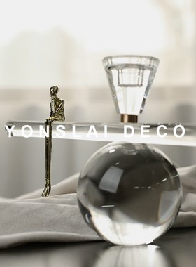 现代小众设计感水晶摆件轻奢高级感样板间玄关客厅桌面艺术装饰品