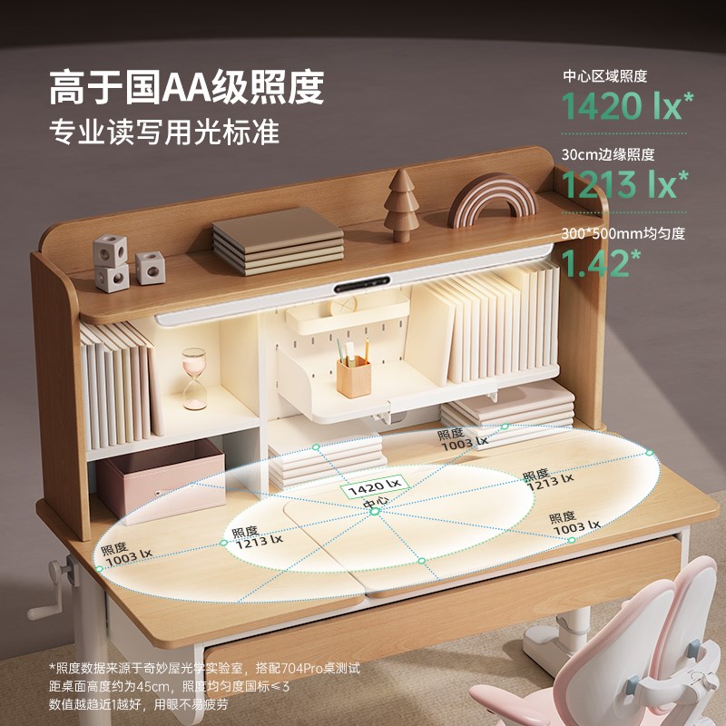 实木儿童书桌小户型学习桌小学生写字桌护眼灯家用升降课桌椅套装