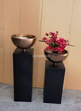 不锈钢花盆66140底座铁艺烤漆饰花装方形摆台方形摆件器金属花瓶