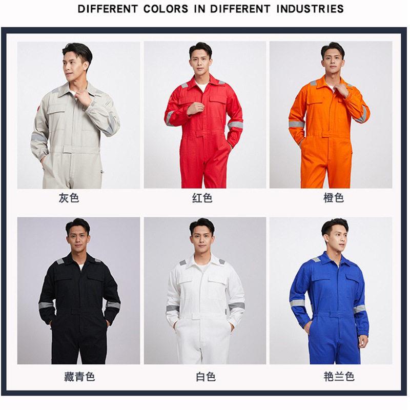 春秋涤棉防电连体服WXP防船员反光工作服定制耐尘磨连体劳保服静