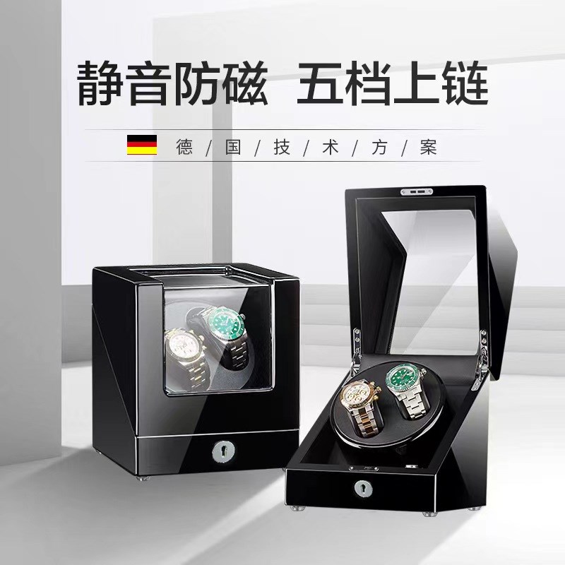 烤漆实木摇表器机械表电动上链马达盒手表盒晃表器U自动旋转上链