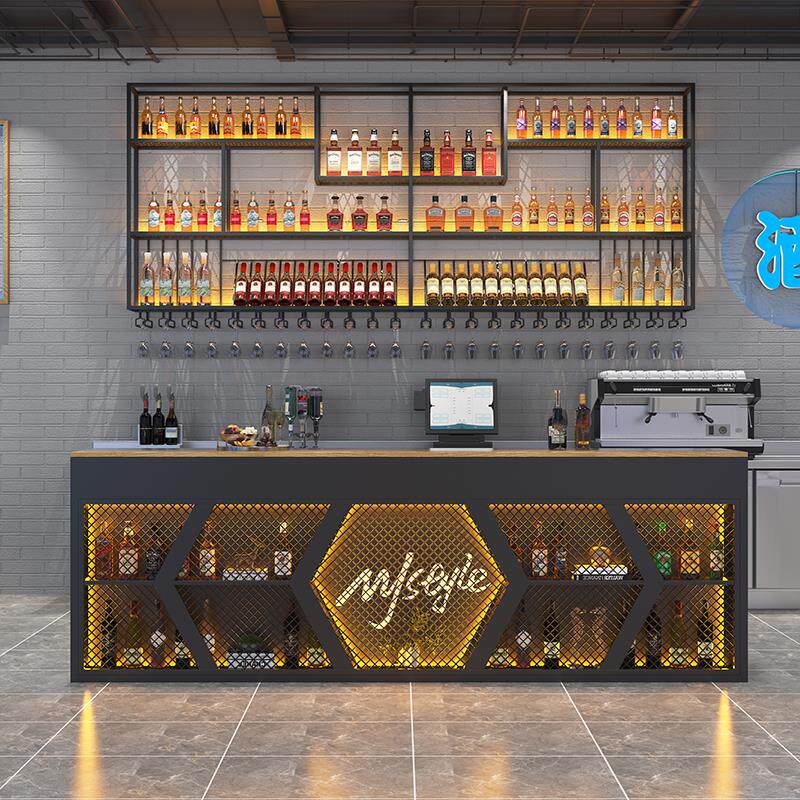 工业风铁艺吧台桌酒吧餐厅前台收银台转角咖啡厅烧烤店.接待台定
