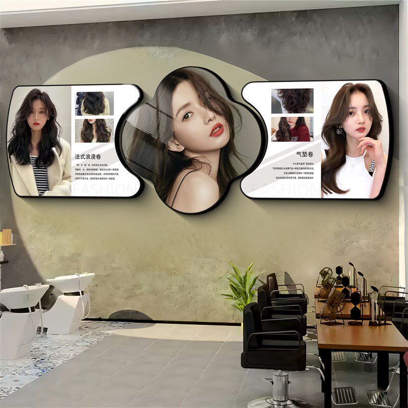 理发店海报墙贴墙面装饰画挂画y男女发型壁画美发店发廊背景形象