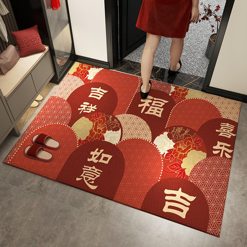 红色入户门地垫进门门口地毯新年玄关蹭土K脚垫换鞋耐脏免洗可裁