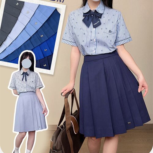 中牌制服馆 JKl宽腰封前箱褶百搭纯色裙学院风TRjk制服裙