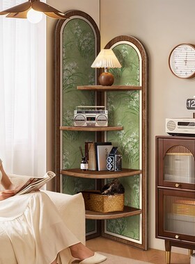 法式复古客厅转角置物架创意装饰品落地摆件沙发T边缝隙多层收纳