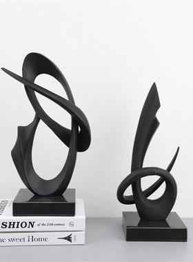 新中式创意黑色铸铁摆件样板房售楼部卧室书房客厅桌.面玄关饰品