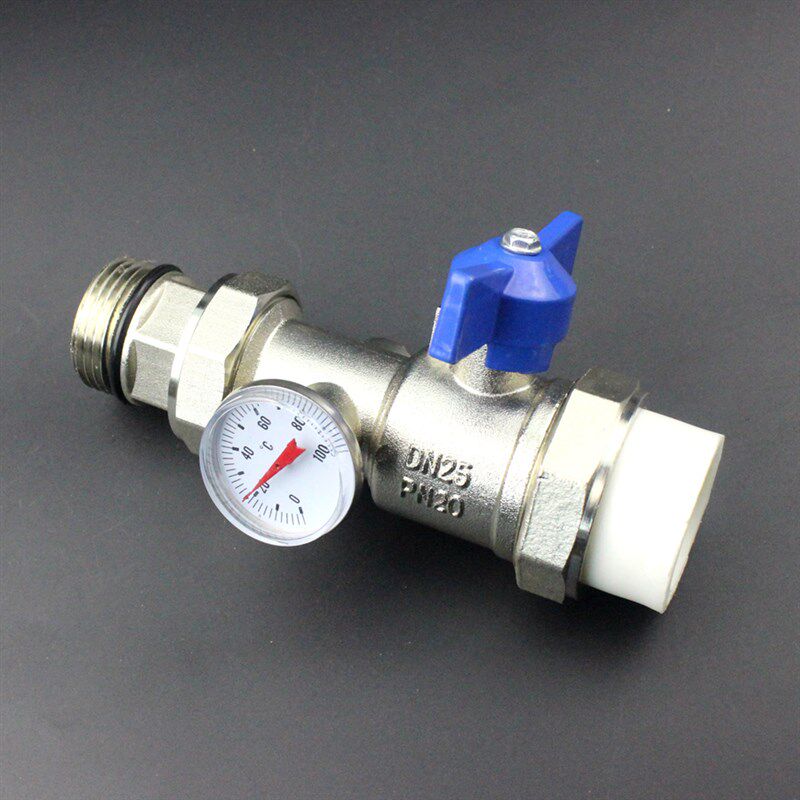 地暖分水器球活接式带压力表门进水回水地热