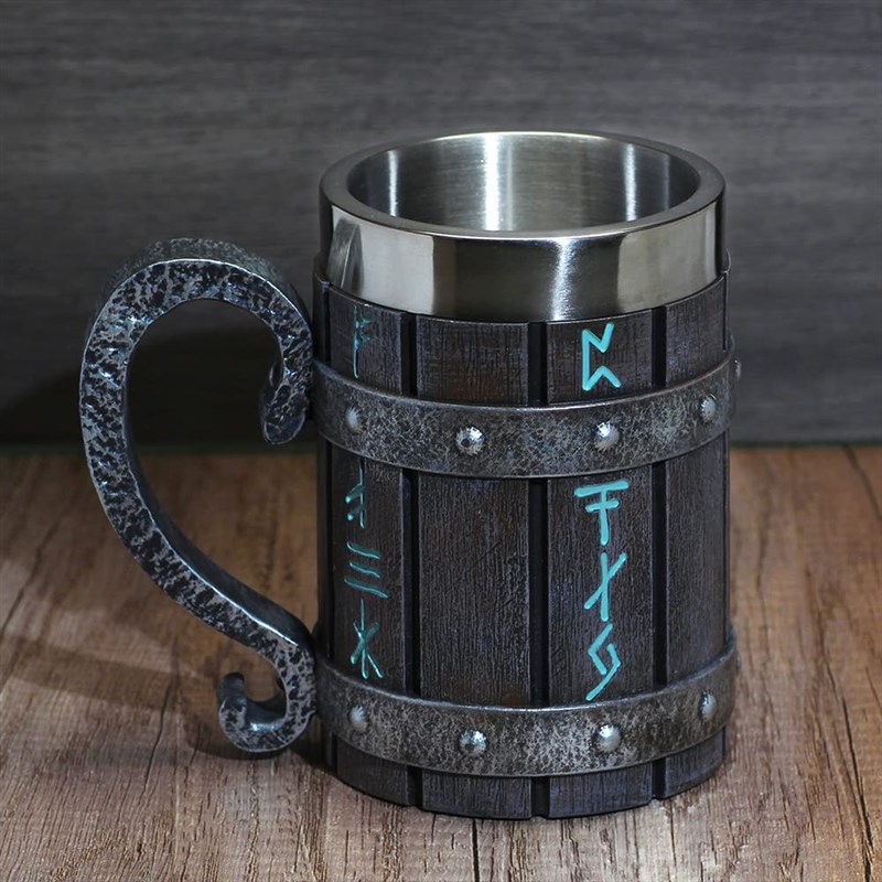 木桶啤酒杯中世纪复古啤酒杯大容量竹片水杯马杯