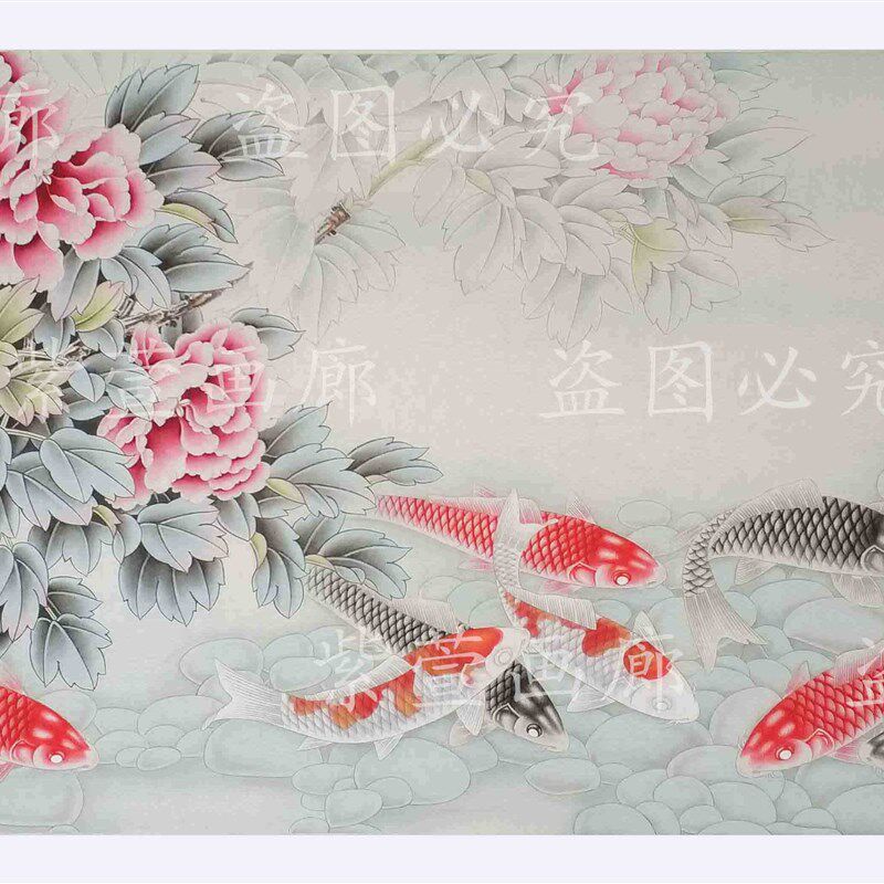 工笔画白描底稿线稿手勾直接上色国画初学者素材荷送教学视频