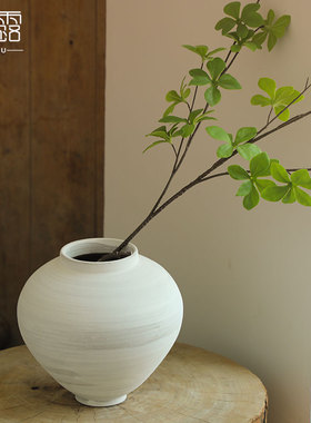 复古粗陶现代插陶瓷高级感新款瓶白色侘寂风民宿装饰