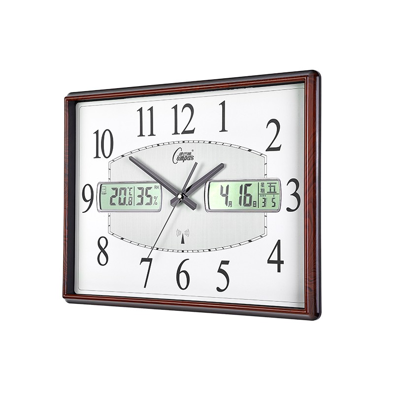 康巴丝挂钟客厅钟表简约中式时尚家用时钟挂表现代创意日历电波钟