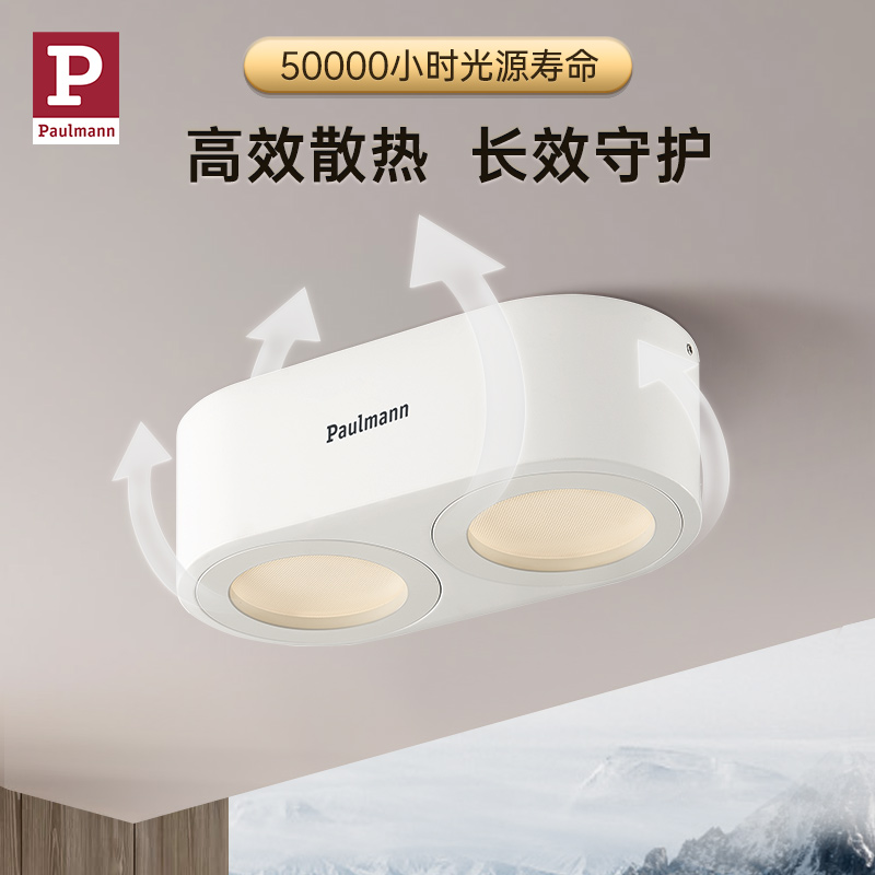 【新款】德国柏曼防眩光筒灯 双头明装过道走廊客厅无主灯led射灯