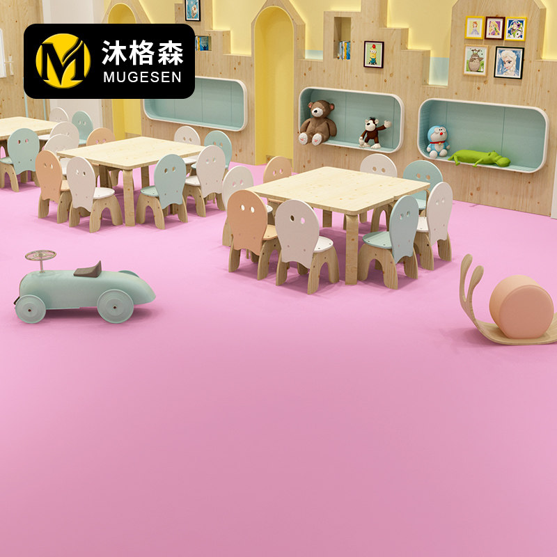 幼儿园纯色塑胶地板防滑儿童地胶环保地板革医院卷材室内商用