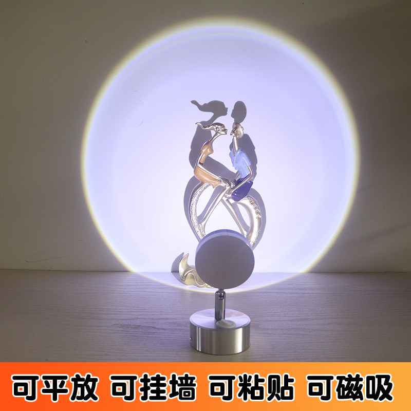 ld 画展背景墙明装免布线家用客厅壁画免打孔 充电灯