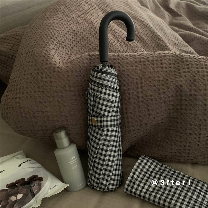 一直流行的黑白格~基础格纹晴雨两用特别的黑白折叠伞遮阳黑胶伞