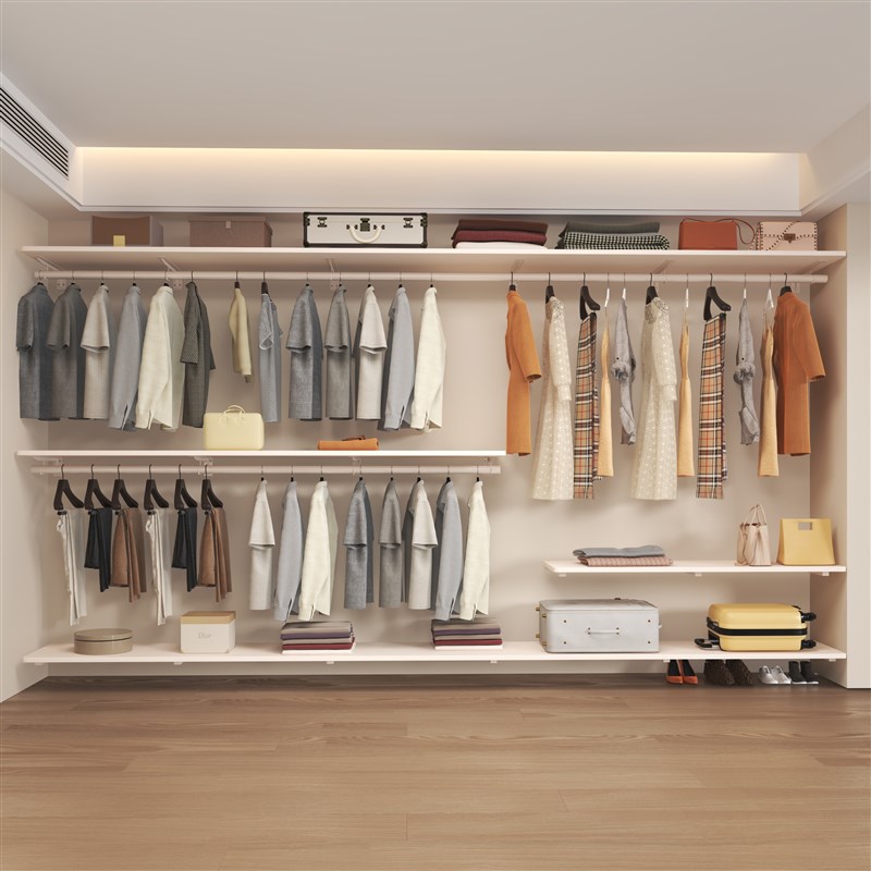 衣帽间定制隔板挂衣架步入式衣橱开放式衣柜砌墙衣柜金属组合架子