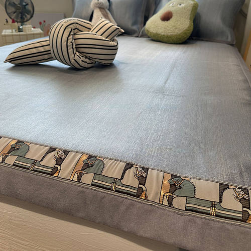 高端夏季冰丝凉席三件套夏天2024新款席子可机洗水洗折叠空调软席