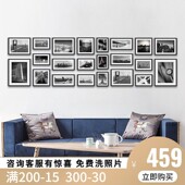 企业照片墙公司文化大尺寸实木相框创意组合墙面装 饰客厅餐厅挂墙