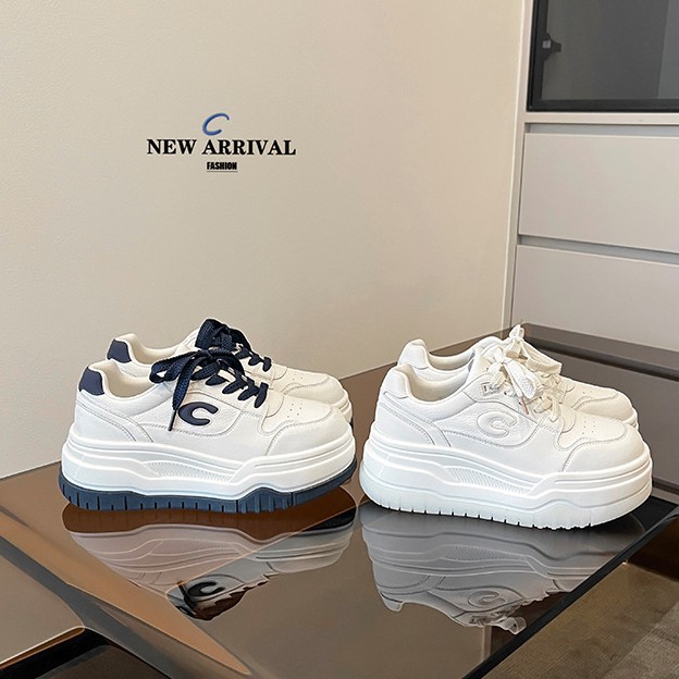 柔软羊皮大叔家同款厚底轻便小白鞋女款2025新款秋季百搭休闲板鞋