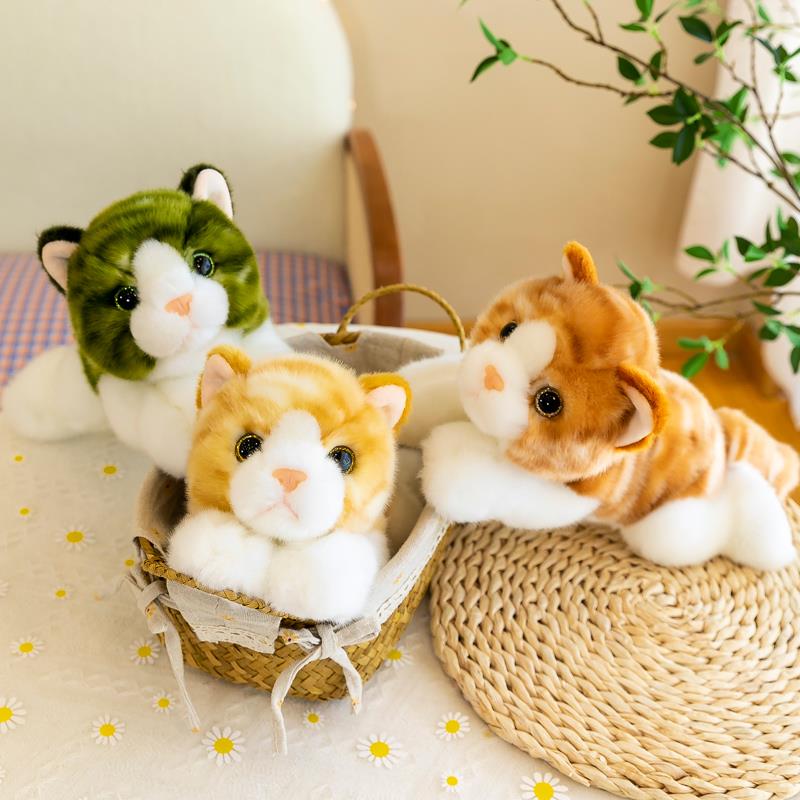 仿真小猫咪毛绒爱玩偶儿童抱着睡觉公仔灰猫橘猫布娃娃