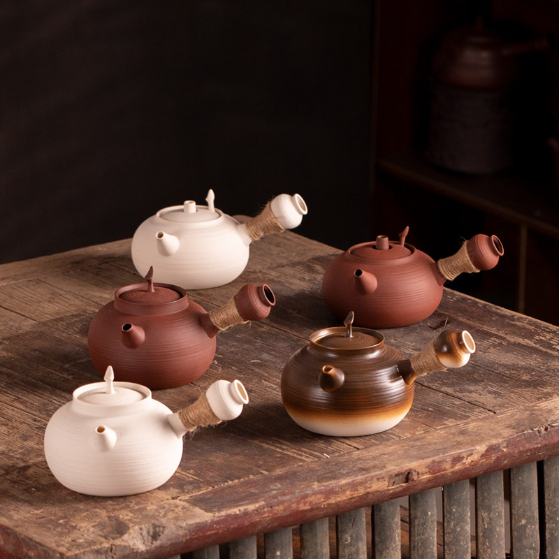 潮州白泥a砂铫壶工夫茶具红泥侧把壶电陶炉烧水煮茶壶明火窑变陶