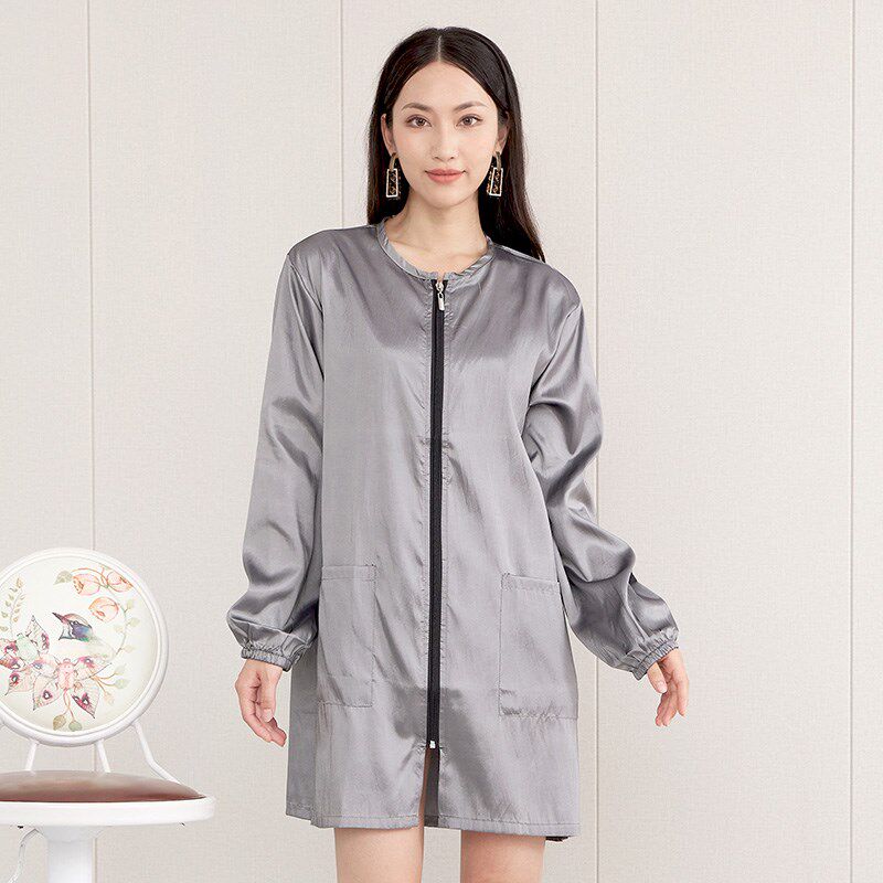 加长简约防污f理发师工作服不沾发围裙美发师中工服发廊烫染发罩