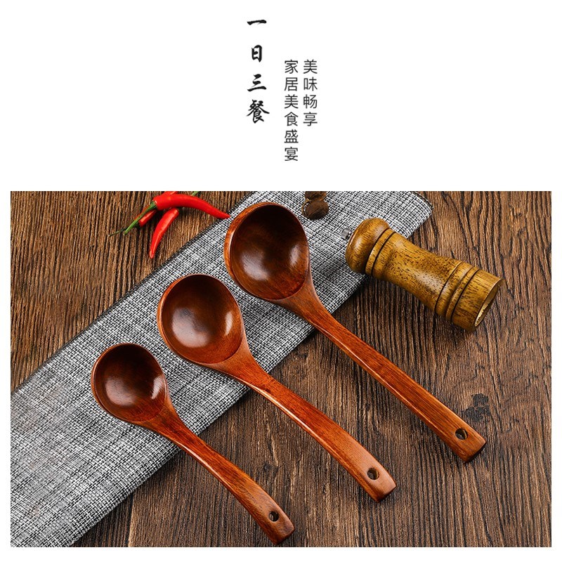 汤勺木勺子日式大号盛汤用木头d拉面勺木质长柄勺小饭吃饭喝汤家