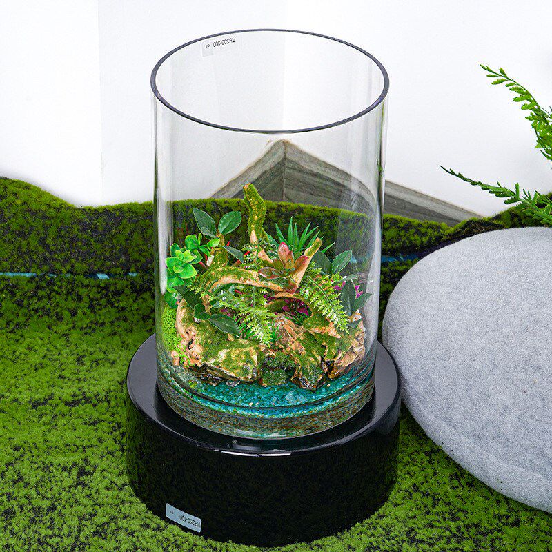 防摔圆柱形鱼缸塑料透明PC大小型迷你客厅桌面生态植物裸缸