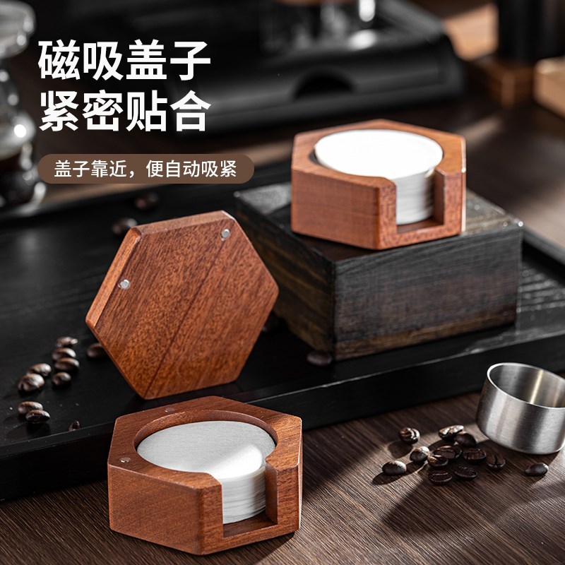 咖啡滤纸收纳盒圆形摩卡r壶咖啡手柄粉碗滤纸盒二次分水网收纳防图片