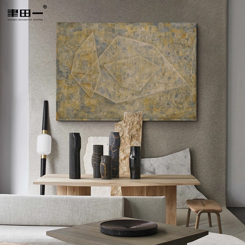 侘寂风玄关抽象装饰画 划展厅工业风艺术壁画H 划沙发背景墙过道