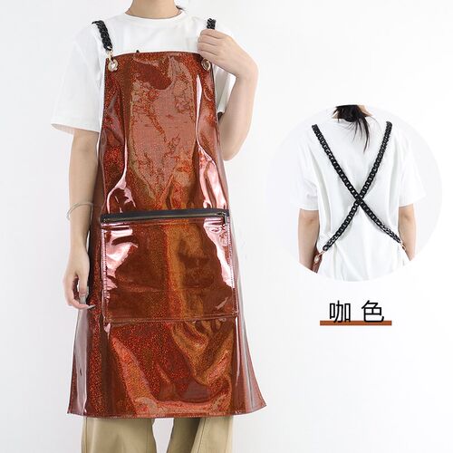 美式防水防油宠物店理发店免洗餐厅时尚PIU皮革男女工作服围裙定