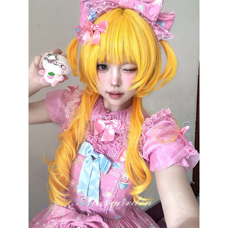 AG假发女长发网红Lolita柠乐B喵语古早亚文化水母头卷发jk头