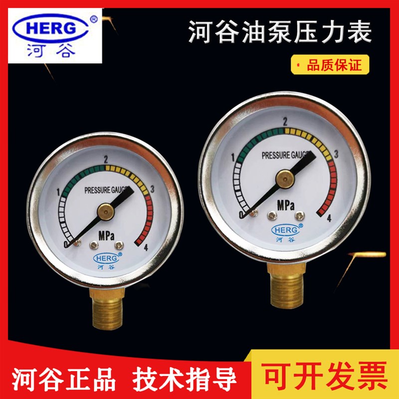 正品河谷HERG压力表0-4MPa油表注油器润滑油泵压力TZ-2202-210X