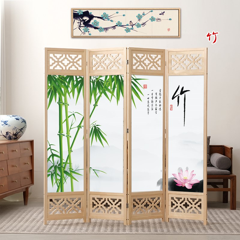 现代新中式实木屏风隔断可移动折叠遮挡家用客厅酒店书房宾馆办公